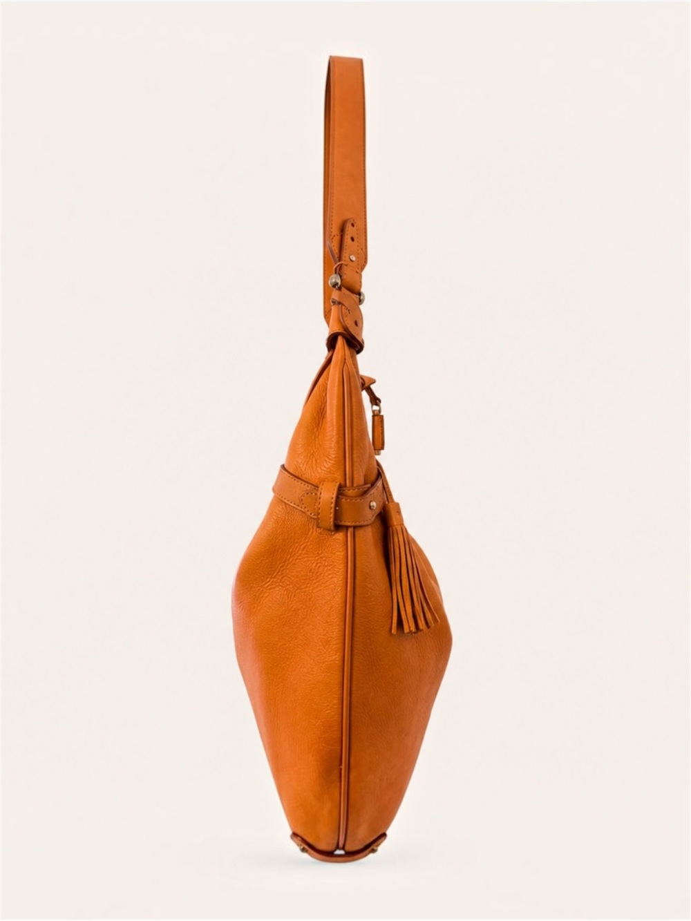 Liz Claiborne Cognac Brown Leather Slouchy Hobo Shoulder Bag Tassel Large - Picture 5 of 13
